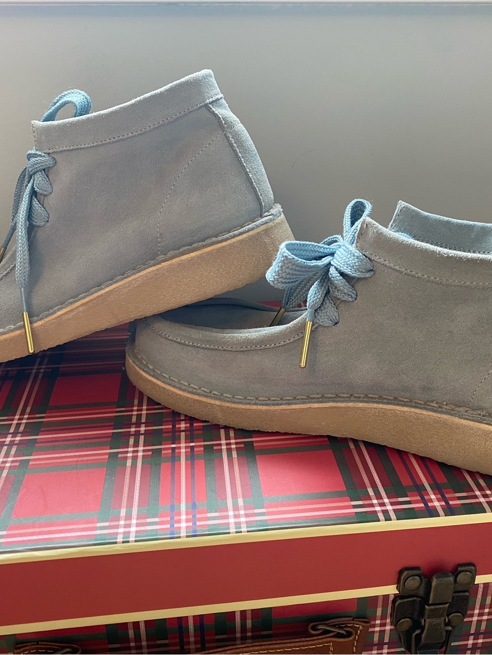 Free People Light Blue Suede Women's Lace-Up Ankle Boots - Picture 5 of 8